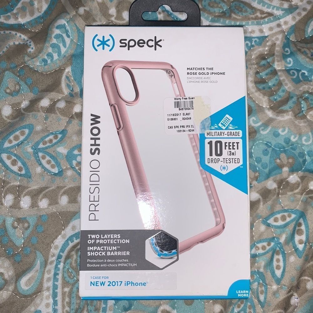 Speck iPhone 8 Pink, Clear and glitter phone case